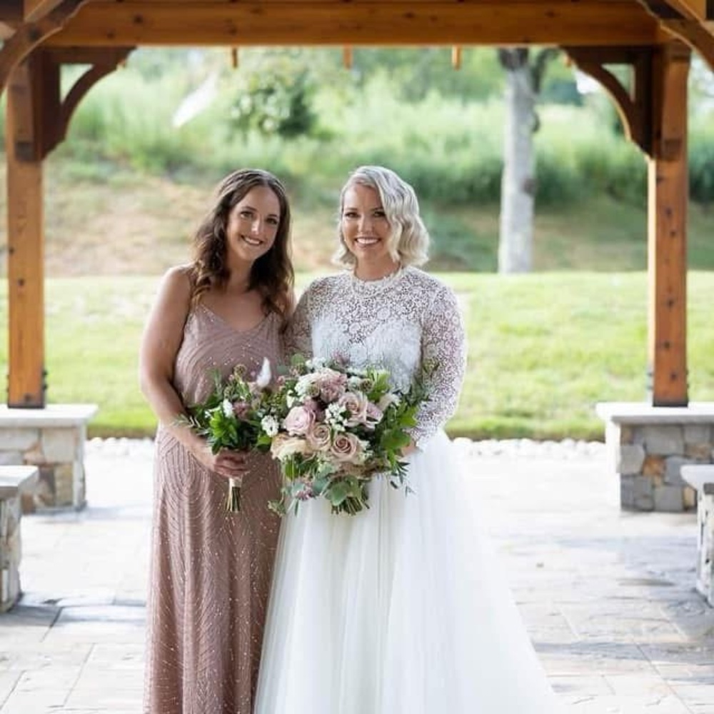 Adrianna Papell Rose Gold Sequin Bridesmaid Dress